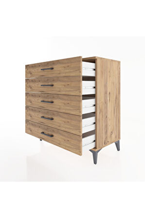 Hyperion Şifonyer 5 Çekmeceli 88x44x96 Çam-Çam