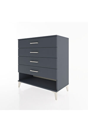 Hyperion Şifonyer 4 Çekmeceli 88x44x96 Antrasit-Antrasit