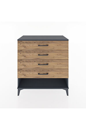 Hyperion Şifonyer 4 Çekmeceli 88x44x96 Antrasit-Çam