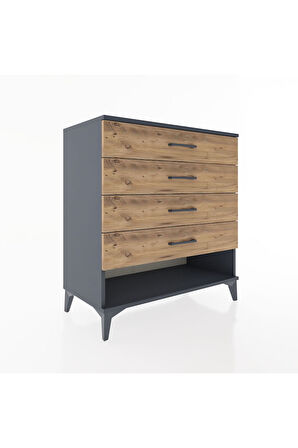 Hyperion Şifonyer 4 Çekmeceli 88x44x96 Antrasit-Çam