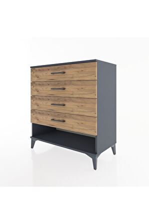 Hyperion Şifonyer 4 Çekmeceli 88x44x96 Antrasit-Çam