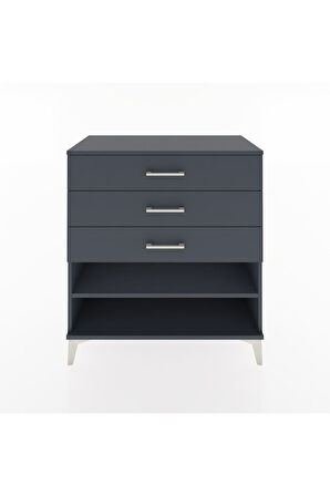 Hyperion Şifonyer Tek Raflı 3 Çekmeceli 88x44x96 Antrasit-Antrasit