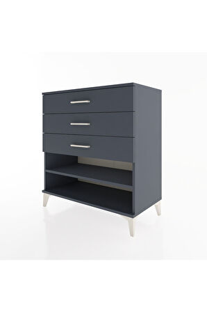 Hyperion Şifonyer Tek Raflı 3 Çekmeceli 88x44x96 Antrasit-Antrasit