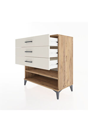 Hyperion Şifonyer Tek Raflı 3 Çekmeceli 88x44x96 Çam-Aytaşı