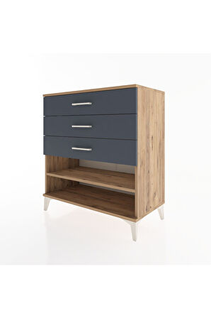 Hyperion Şifonyer Tek Raflı 3 Çekmeceli 88x44x96 Çam-Antrasit