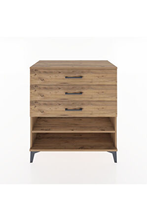 Hyperion Şifonyer Tek Raflı 3 Çekmeceli 88x44x96 Çam-Çam