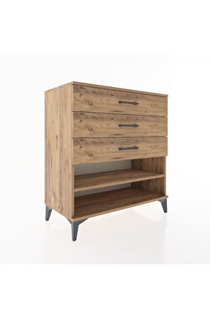 Hyperion Şifonyer Tek Raflı 3 Çekmeceli 88x44x96 Çam-Çam