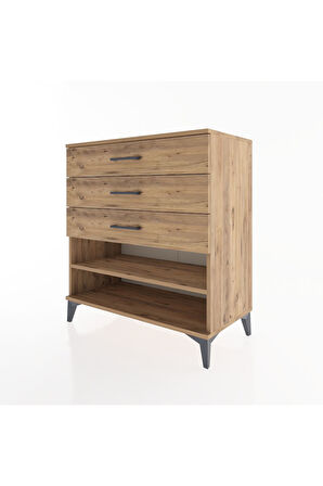 Hyperion Şifonyer Tek Raflı 3 Çekmeceli 88x44x96 Çam-Çam