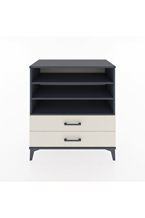 Hyperion Şifonyer 3 Raflı 2 Çekmeceli 88x44x96 Antrasit-Aytaşı