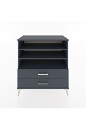 Hyperion Şifonyer 3 Raflı 2 Çekmeceli 88x44x96 Antrasit-Antrasit