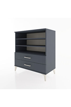 Hyperion Şifonyer 3 Raflı 2 Çekmeceli 88x44x96 Antrasit-Antrasit