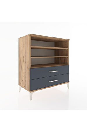 Hyperion Şifonyer 3 Raflı 2 Çekmeceli 88x44x96 Çam-Antrasit