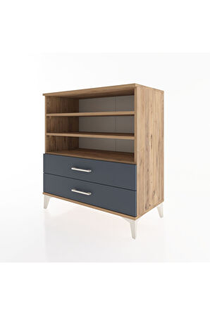 Hyperion Şifonyer 3 Raflı 2 Çekmeceli 88x44x96 Çam-Antrasit