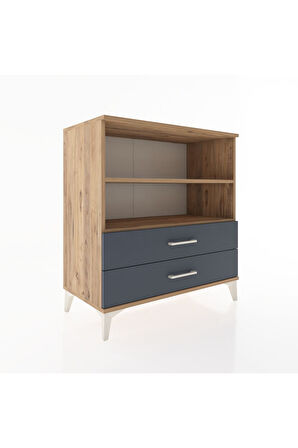 Hyperion Şifonyer 2 Raflı 2 Çekmeceli 88x44x96 Çam-Antrasit