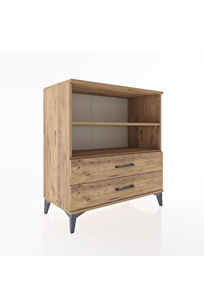 Hyperion Şifonyer 2 Raflı 2 Çekmeceli 88x44x96 Çam-Çam
