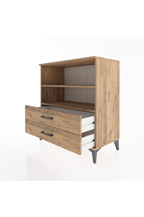 Hyperion Şifonyer 2 Raflı 2 Çekmeceli 88x44x96 Çam-Çam