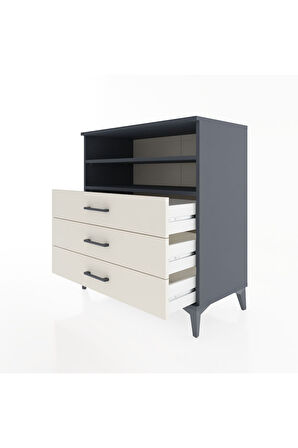 Hyperion Şifonyer 2 Raflı 3 Çekmeceli 88x44x96 Antrasit-Aytaşı