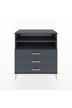 Hyperion Şifonyer 2 Raflı 3 Çekmeceli 88x44x96 Antrasit-Antrasit