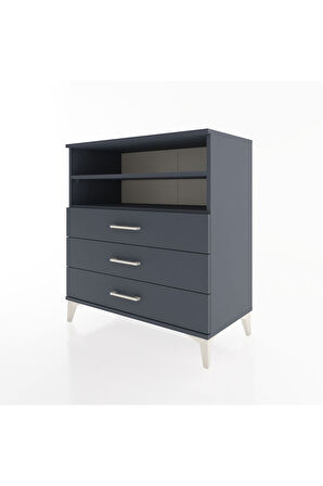 Hyperion Şifonyer 2 Raflı 3 Çekmeceli 88x44x96 Antrasit-Antrasit