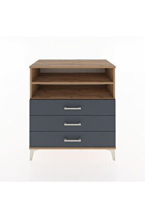 Hyperion Şifonyer 2 Raflı 3 Çekmeceli 88x44x96 Çam-Antrasit