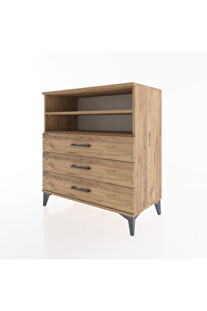 Hyperion Şifonyer 2 Raflı 3 Çekmeceli 88x44x96 Çam-Çam