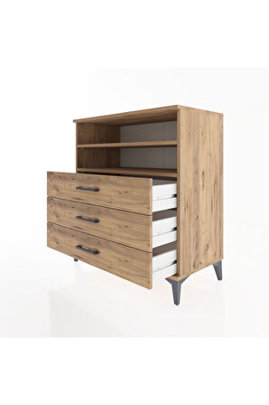 Hyperion Şifonyer 2 Raflı 3 Çekmeceli 88x44x96 Çam-Çam