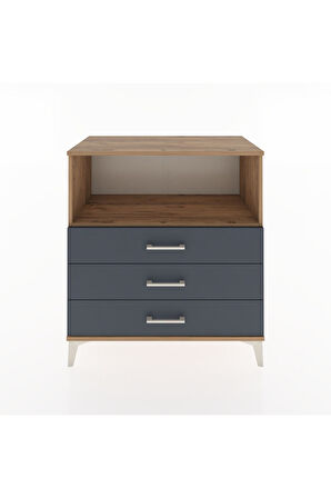 Hyperion Şifonyer Tek Raflı 3 Çekmeceli 88x44x96 Çam-Antrasit