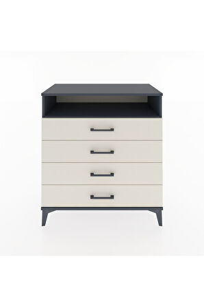 Hyperion Şifonyer Tek Raflı 4 Çekmeceli 88x44x96 Antrasit-Aytaşı