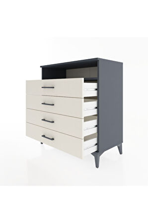 Hyperion Şifonyer Tek Raflı 4 Çekmeceli 88x44x96 Antrasit-Aytaşı