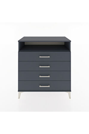 Hyperion Şifonyer Tek Raflı 4 Çekmeceli 88x44x96 Antrasit-Antrasit