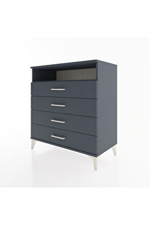 Hyperion Şifonyer Tek Raflı 4 Çekmeceli 88x44x96 Antrasit-Antrasit