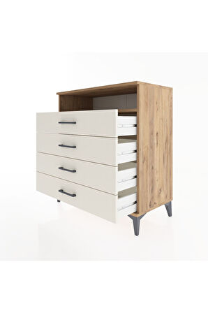 Hyperion Şifonyer Tek Raflı 4 Çekmeceli 88x44x96 Çam-Aytaşı