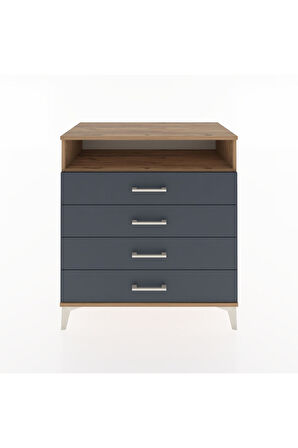 Hyperion Şifonyer Tek Raflı 4 Çekmeceli 88x44x96 Çam-Antrasit