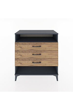 Hyperion Şifonyer Tek Raflı 3 Çekmeceli 88x44x96 Antrasit-Çam