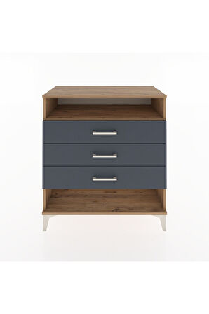 Hyperion Şifonyer Tek Raflı 3 Çekmeceli 88x44x96 Çam-Antrasit