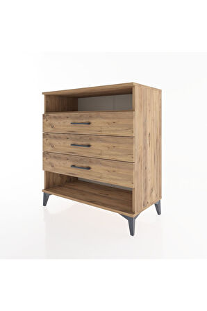 Hyperion Şifonyer Tek Raflı 3 Çekmeceli 88x44x96 Çam-Çam