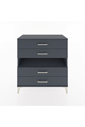 Hyperion Şifonyer Tek Raflı 4 Çekmeceli 88x44x96 Antrasit-Antrasit