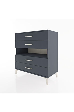 Hyperion Şifonyer Tek Raflı 4 Çekmeceli 88x44x96 Antrasit-Antrasit