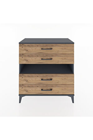 Hyperion Şifonyer Tek Raflı 4 Çekmeceli 88x44x96 Antrasit-Çam