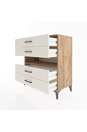 Hyperion Şifonyer Tek Raflı 4 Çekmeceli 88x44x96 Çam-Aytaşı