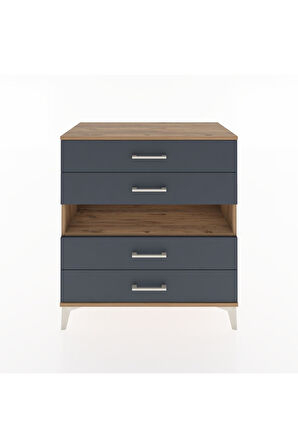 Hyperion Şifonyer Tek Raflı 4 Çekmeceli 88x44x96 Çam-Antrasit