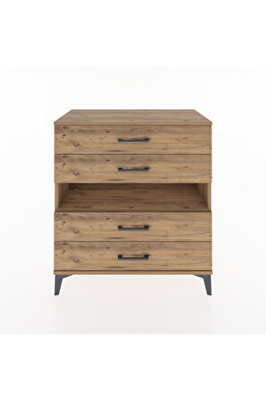 Hyperion Şifonyer Tek Raflı 4 Çekmeceli 88x44x96 Çam-Çam