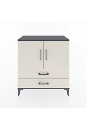 Hyperion Şifonyer 3 Raflı 2 Çekmeceli 2 Kapaklı 88x44x96 Antrasit-Aytaşı