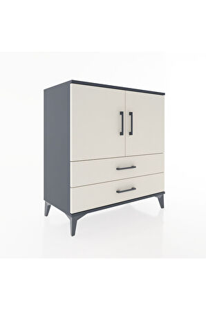 Hyperion Şifonyer 3 Raflı 2 Çekmeceli 2 Kapaklı 88x44x96 Antrasit-Aytaşı