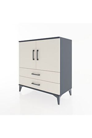 Hyperion Şifonyer 3 Raflı 2 Çekmeceli 2 Kapaklı 88x44x96 Antrasit-Aytaşı