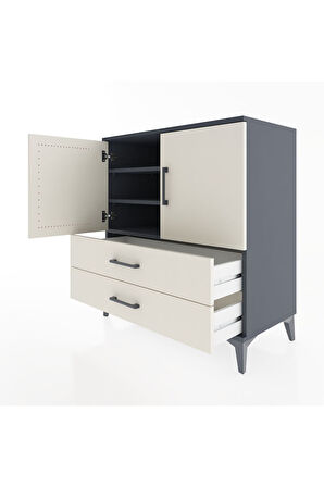 Hyperion Şifonyer 3 Raflı 2 Çekmeceli 2 Kapaklı 88x44x96 Antrasit-Aytaşı