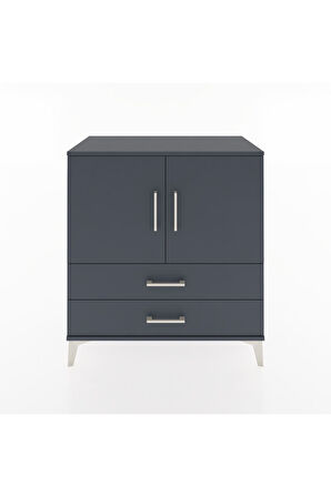 Hyperion Şifonyer 3 Raflı 2 Çekmeceli 2 Kapaklı 88x44x96 Antrasit-Antrasit