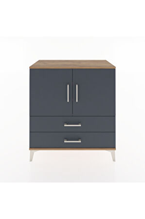 Hyperion Şifonyer 3 Raflı 2 Çekmeceli 2 Kapaklı 88x44x96 Çam-Antrasit