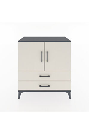 Hyperion Şifonyer 2 Raflı 2 Çekmeceli 2 Kapaklı 88x44x96 Antrasit-Aytaşı