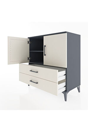 Hyperion Şifonyer 2 Raflı 2 Çekmeceli 2 Kapaklı 88x44x96 Antrasit-Aytaşı